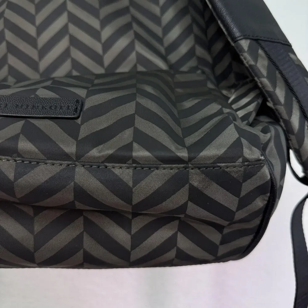 Uri Minkoff Stanton Backpack Laptop Bag Chevron Nylon Black Travel School NEW